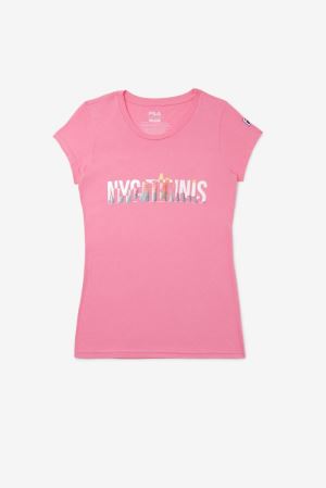 FILA Nyc Shimmer Tee Shirts Pink,Womens Tennis | CA.JWPDLN749